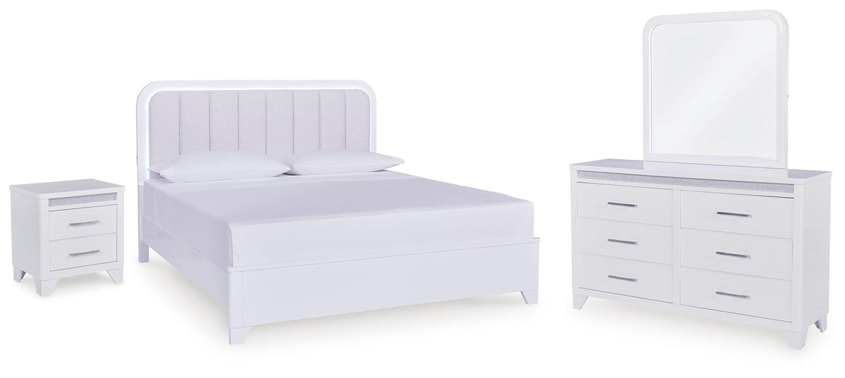Jarlee - 4 Pc. - King Panel Bed, Dresser, Mirror And Nightstand - White