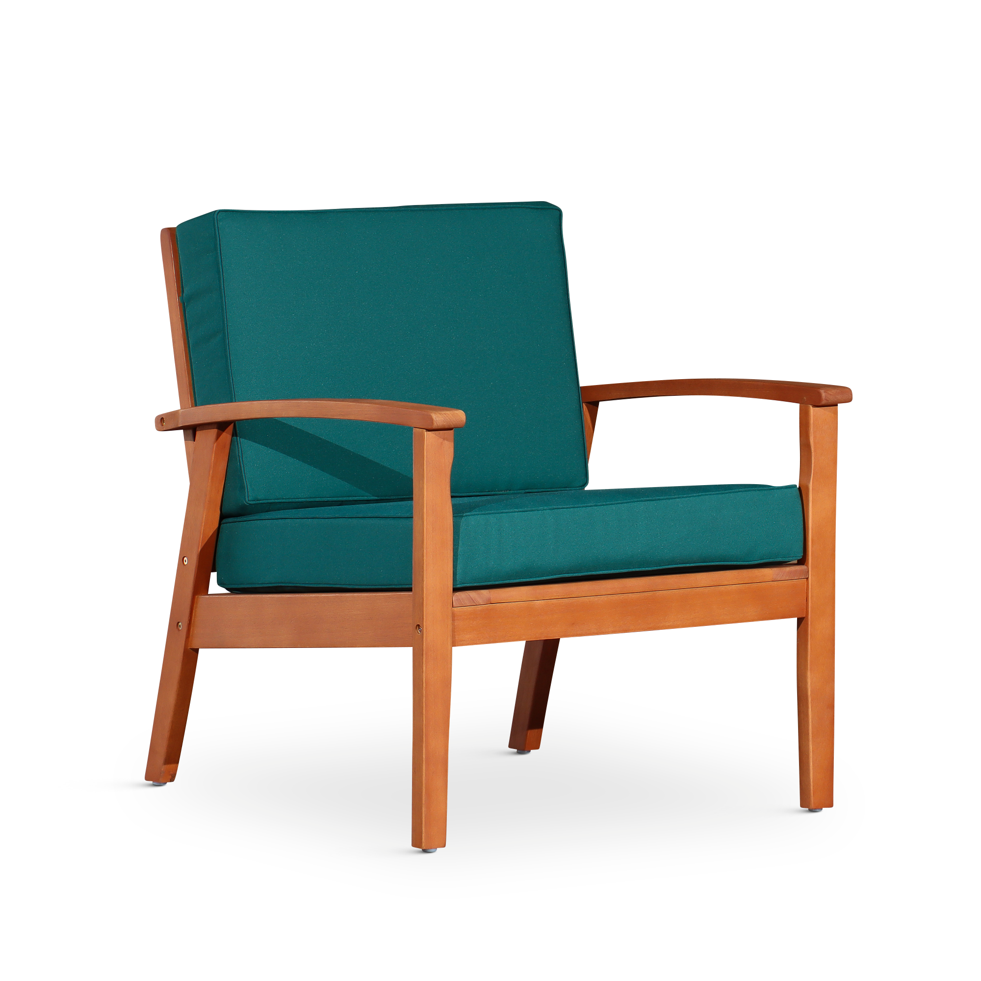 Eucalyptus Deep Seat Chair - Natural Oil Finish, Dark Green Cushions