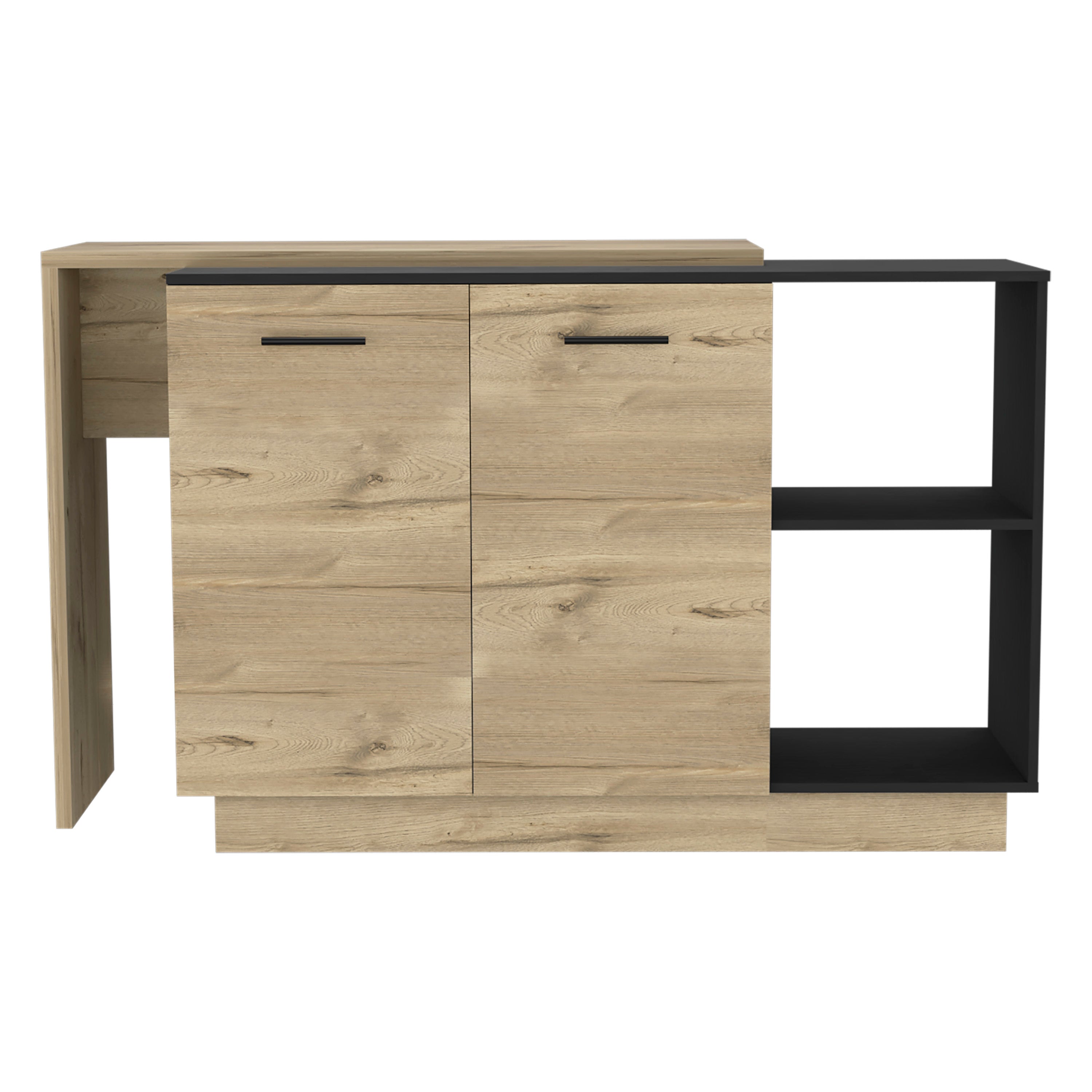 Ohio Kitchen Island, Black & Light Oak