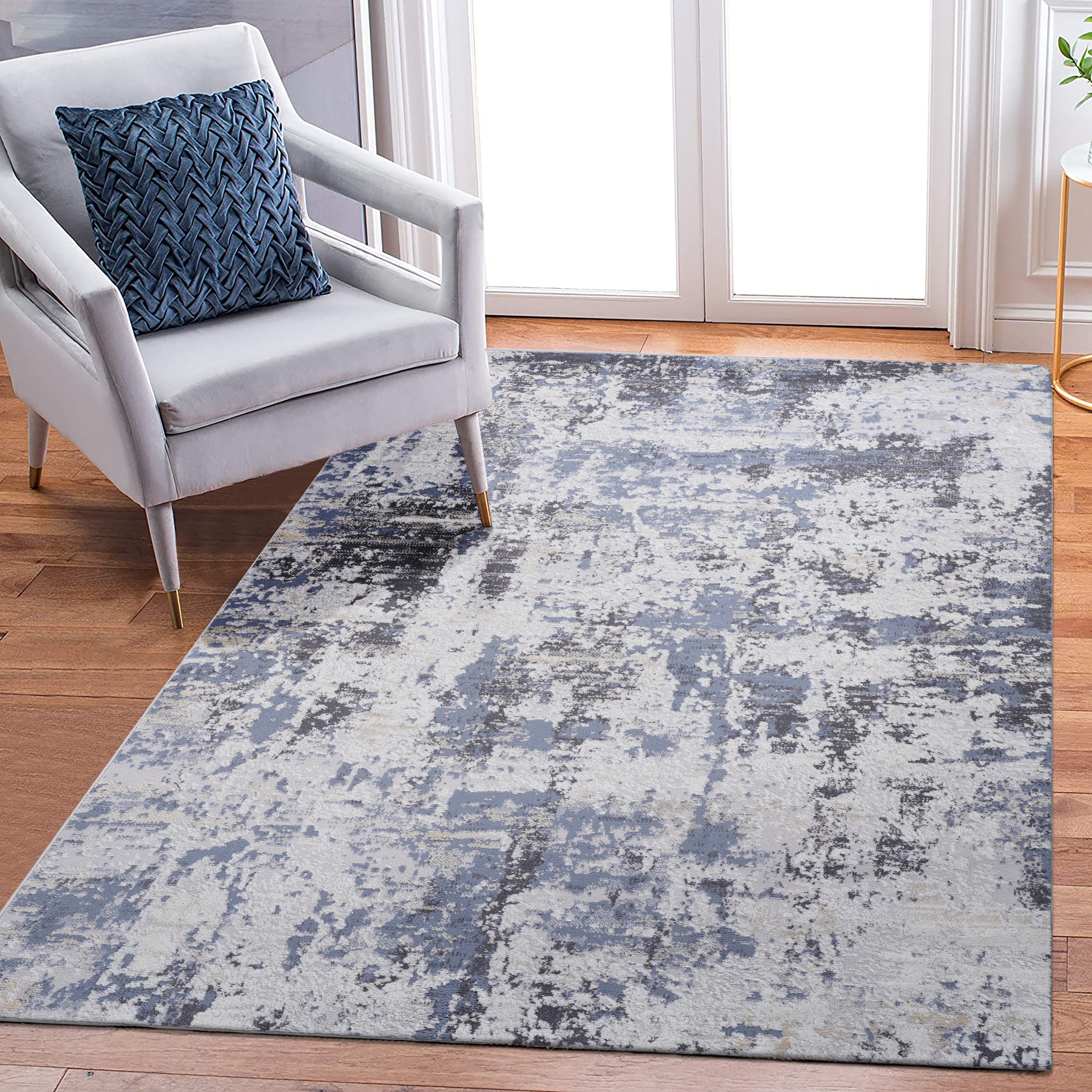 Grey Area Rug: 5x7 Stylish & Stain-Resistant